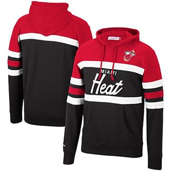 Men's Mitchell & Ness Red/Black Miami Heat Head Coach Pullover Hoodie