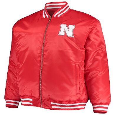 Men's Scarlet/Black Nebraska Huskers Big & Tall Reversible Satin Full-Zip Jacket