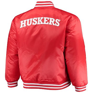 Men's Scarlet/Black Nebraska Huskers Big & Tall Reversible Satin Full-Zip Jacket