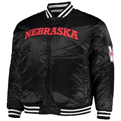 Men's Scarlet/Black Nebraska Huskers Big & Tall Reversible Satin Full-Zip Jacket