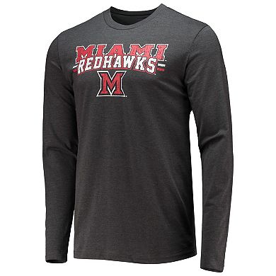 Men's Concepts Sport Red/Heathered Charcoal Miami University RedHawks Meter Long Sleeve T-Shirt & Pants Sleep Set