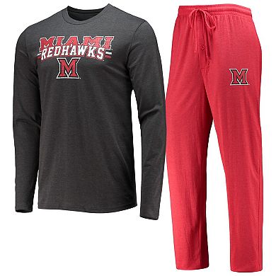 Men's Concepts Sport Red/Heathered Charcoal Miami University RedHawks Meter Long Sleeve T-Shirt & Pants Sleep Set