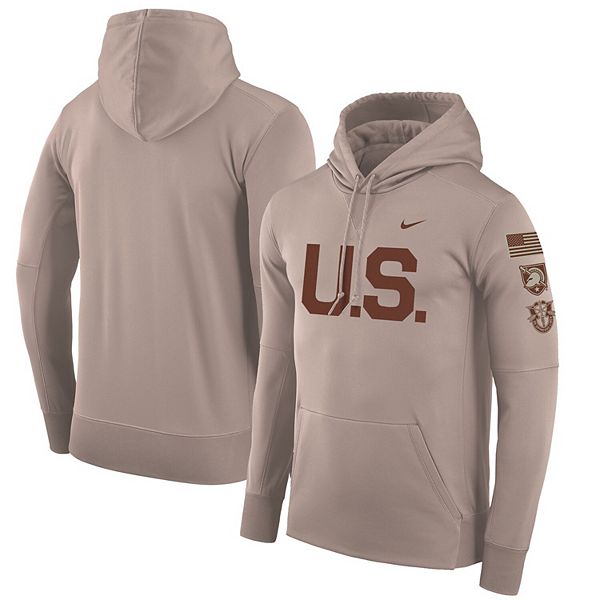 Men's Nike Oatmeal Army Black Knights Rivalry U.S. Therma Pullover Hoodie