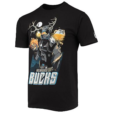 Men's NBA x McFlyy Black Milwaukee Bucks Identify Artist Series T-Shirt