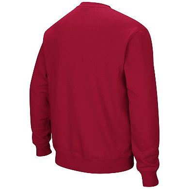 Men's Colosseum Crimson Harvard Crimson Team Arch & Logo Tackle Twill Pullover Sweatshirt