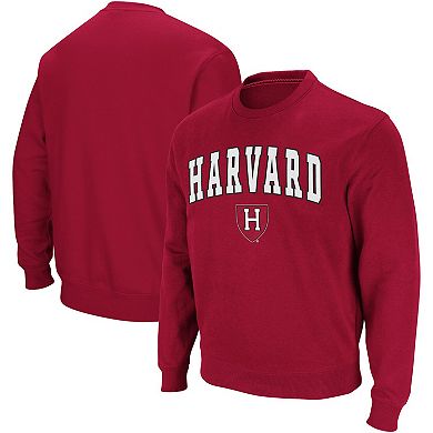 Men's Colosseum Crimson Harvard Crimson Team Arch & Logo Tackle Twill Pullover Sweatshirt