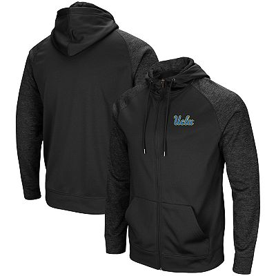 Men s Colosseum Black UCLA Bruins Blackout 3.0 Tonal Raglan Full Zip Hoodie