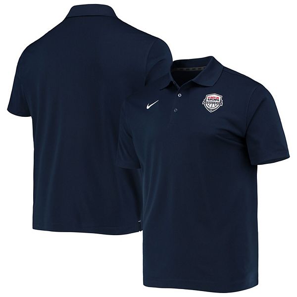 Men's Nike Navy USA Basketball Team Varsity Performance Polo