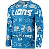 Men's FOCO Blue Detroit Lions Wordmark Ugly Pajama Set