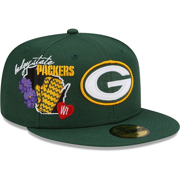 Men's New Era Green Green Bay Packers City Cluster 59FIFTY Fitted Hat