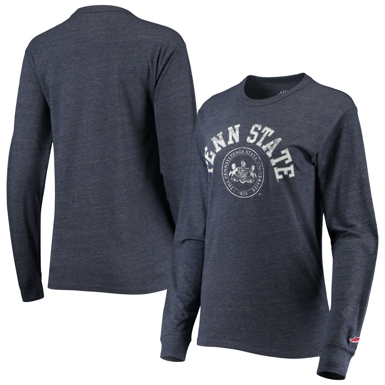 Image for Unbranded Women's League Collegiate Wear Heathered Navy Penn State Nittany Lions Seal Victory Falls Oversized Tri-Blend Long Sleeve T-Shirt at Kohl's.
