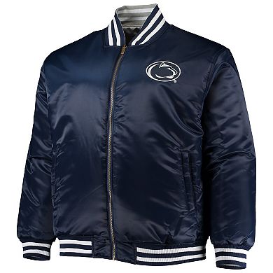 Men's Navy/Gray Penn State Nittany Lions Big & Tall Reversible Satin Full-Zip Jacket