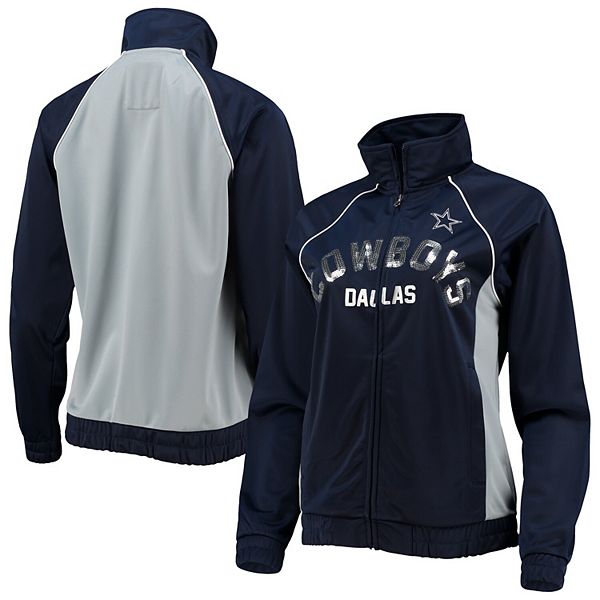 Women's G-III 4Her by Carl Banks Navy/Gray Dallas Cowboys Backfield Raglan  Full-Zip Track Jacket