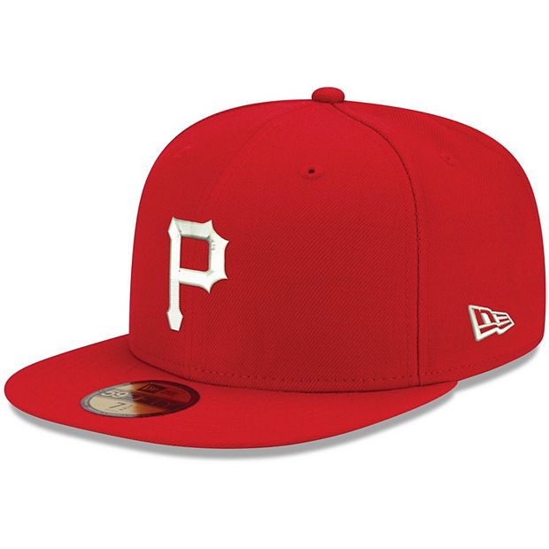 Men's New Era Red Pittsburgh Pirates Logo White 59FIFTY Fitted Hat