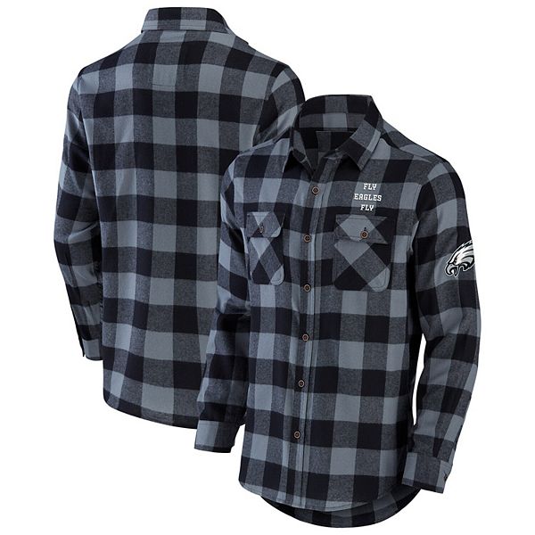 Men's NFL x Darius Rucker Collection by Fanatics Black Philadelphia Eagles  Flannel Long Sleeve Button-Up Shirt