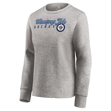 Women's Fanatics Branded Heathered Gray Winnipeg Jets Fan Favorite Script Pullover Sweatshirt