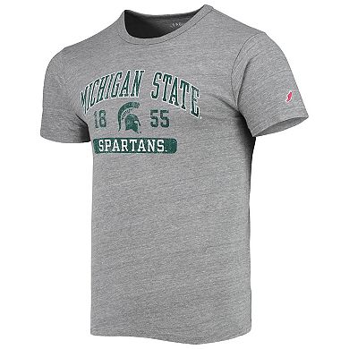 Men's League Collegiate Wear Heathered Gray Michigan State Spartans Volume Up Victory Falls Tri-Blend T-Shirt