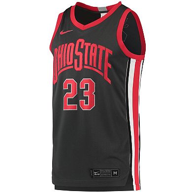 Men's Nike LeBron James Charcoal Ohio State Buckeyes Limited Basketball Jersey