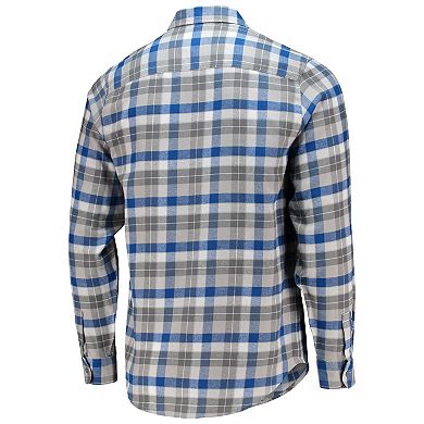 Men's Antigua Royal/White Kansas City Royals Ease Flannel Button-Up Long Sleeve Shirt
