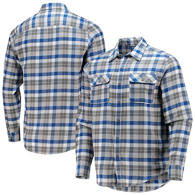 Men's Antigua Royal/White Kansas City Royals Ease Flannel Button-Up Long Sleeve Shirt