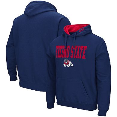 Men's Colosseum Navy Fresno State Bulldogs Arch and Logo Pullover Hoodie
