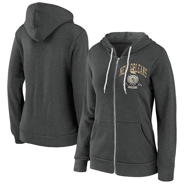 Women's New Orleans Saints WEAR by Erin Andrews Black Sponge Fleece  Full-Zip Hoodie