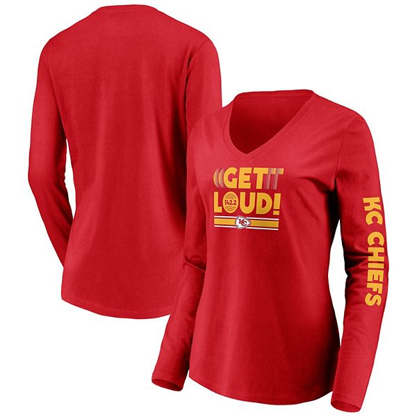 Women's Fanatics Branded Red Kansas City Chiefs Hometown Collection V-Neck  Long Sleeve T-Shirt