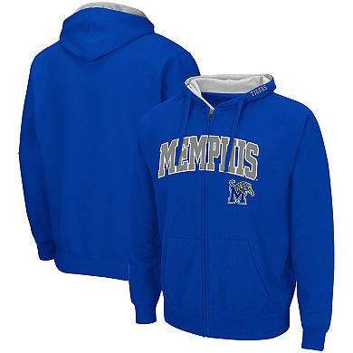 Men's Colosseum Royal Memphis Tigers Arch & Logo 3.0 Full-Zip Hoodie