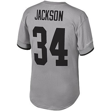 Men's Mitchell & Ness Bo Jackson Gray Los Angeles Raiders Retired Player Name & Number Mesh Top
