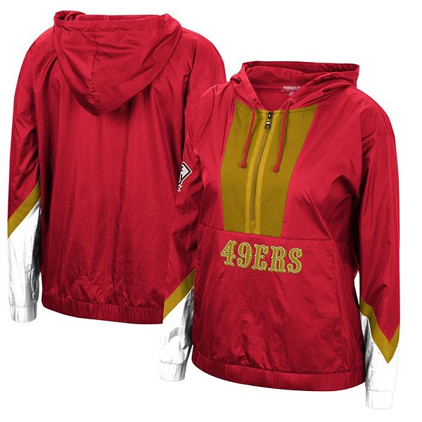 San Francisco 49ers Mitchell & Ness Faithful Surprise Win Quarter-Zip Windbreaker  Pullover Jacket - Scarlet