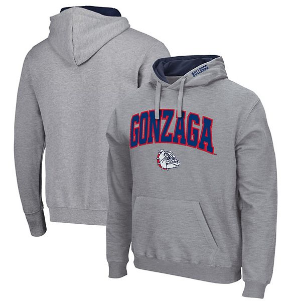 Men's Colosseum Heathered Gray Gonzaga Bulldogs Arch and Logo Pullover ...