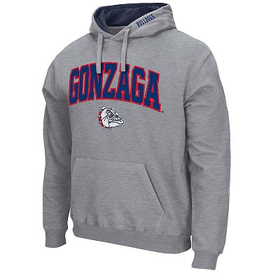 Men's Colosseum Heathered Gray Gonzaga Bulldogs Arch and Logo Pullover Hoodie