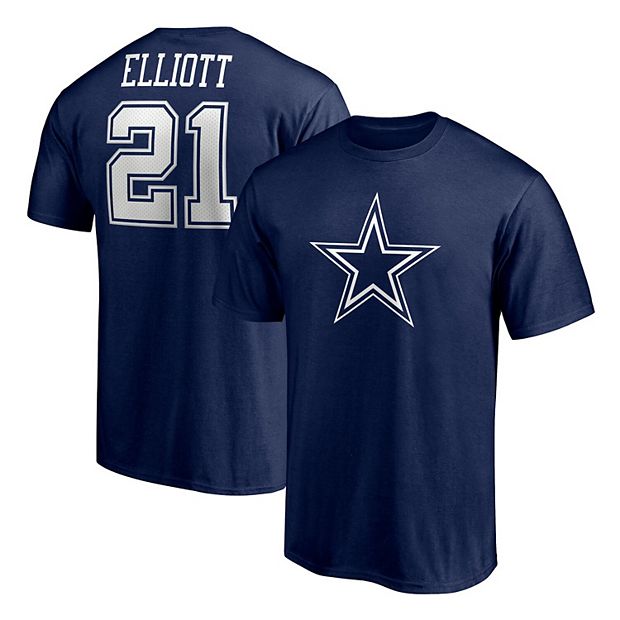 Men's Fanatics Branded Ezekiel Elliott Navy Dallas Cowboys Player Icon Name  & Number T-Shirt