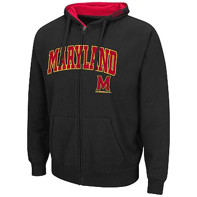 Men's Colosseum Black Maryland Terrapins Arch & Logo 3.0 Full-Zip Hoodie