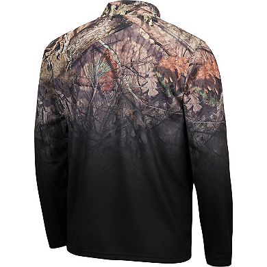 Men's Colosseum Black Wisconsin Badgers Mossy Oak Fleet II Quarter-Zip Jacket