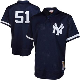 Men's Mitchell & Ness Bernie Williams Navy New York Yankees Cooperstown Mesh Batting Practice Jersey
