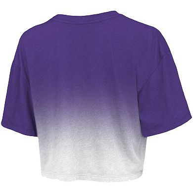 Women's Majestic Threads Purple/White Los Angeles Lakers Dirty Dribble Tri-Blend Cropped T-Shirt