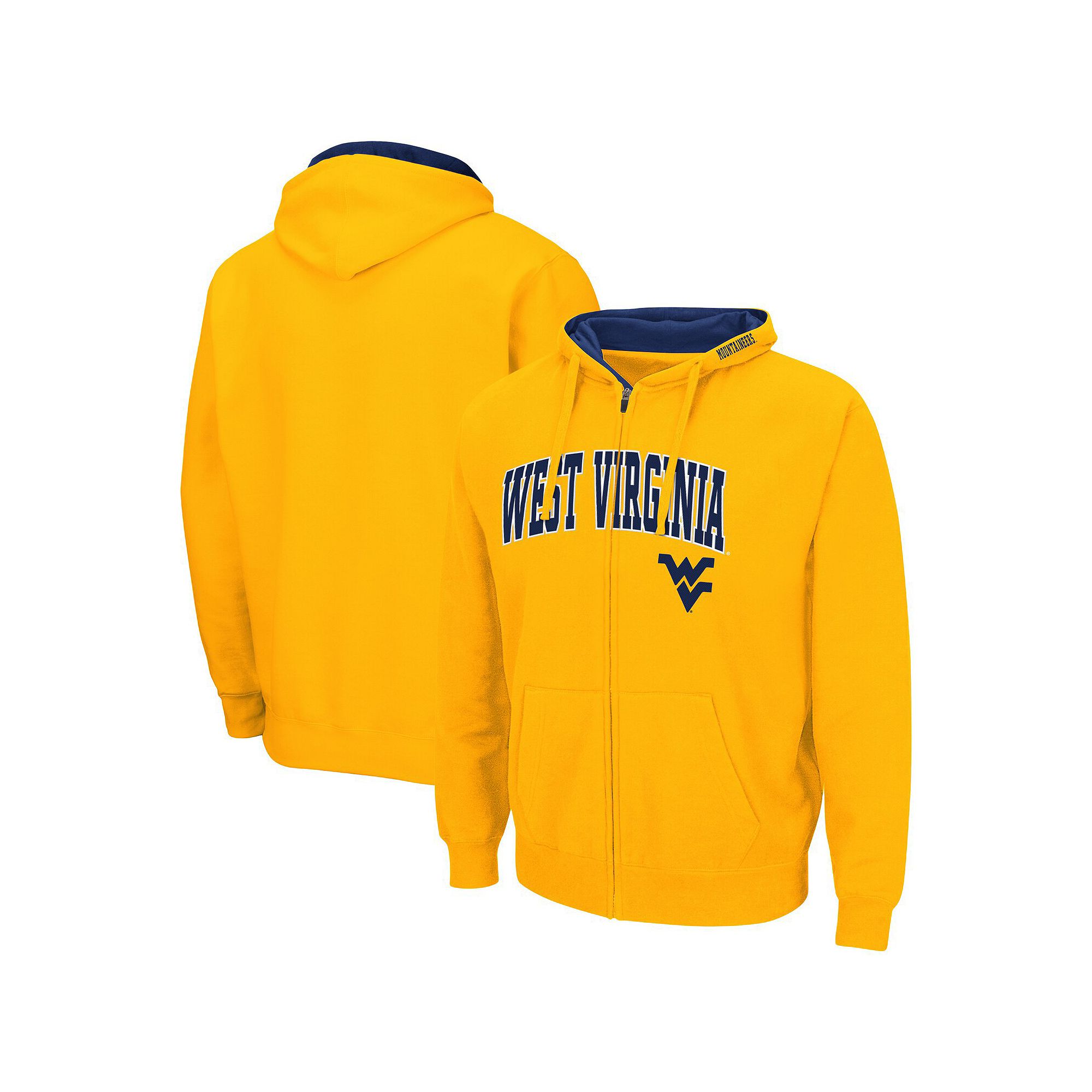 Mens Colosseum Gold West Virginia Mountaineers Arch & Logo 3.0 Full-Zip Ho