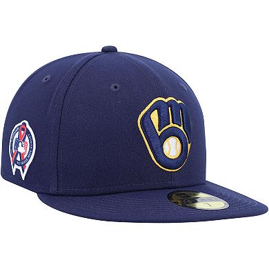 Men's New Era Navy Milwaukee Brewers 9/11 Memorial Side Patch 59FIFTY Fitted Hat