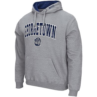Men's Colosseum Heathered Gray Georgetown Hoyas Arch and Logo Pullover Hoodie