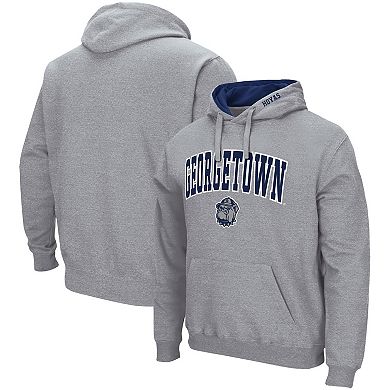 Men's Colosseum Heathered Gray Georgetown Hoyas Arch and Logo Pullover Hoodie