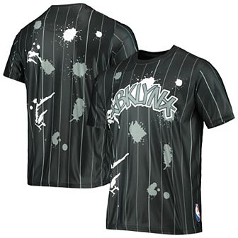 Men's Black Brooklyn Nets Striped Splatter T-Shirt