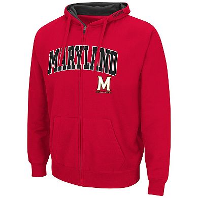 Men's Colosseum Red Maryland Terrapins Arch & Logo 3.0 Full-Zip Hoodie