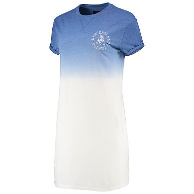 Women's Junk Food Heathered Royal/White New England Patriots Ombre Tri-Blend T-Shirt Dress