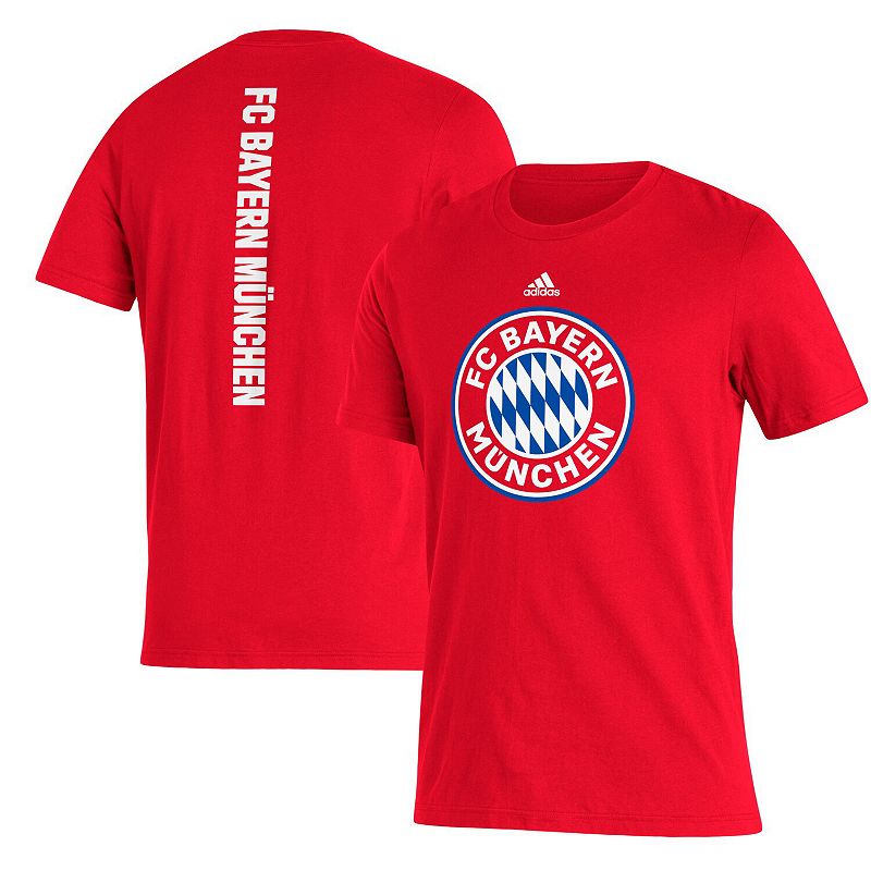 Mens adidas Red Bayern Munich Back Half T-Shirt, Size: Medium