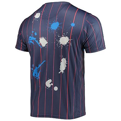 Men's Navy Philadelphia 76ers Striped Splatter T-Shirt
