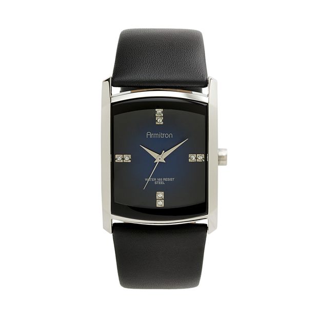 Armitron Men s Crystal Leather Watch 20 4604DBSVBK