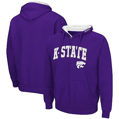 Men's Colosseum Purple Kansas State Wildcats Arch & Logo 3.0 Full-Zip Hoodie