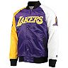 Men's Starter Purple/Gold/White Los Angeles Lakers Tricolor Remix Raglan Full-Snap Jacket