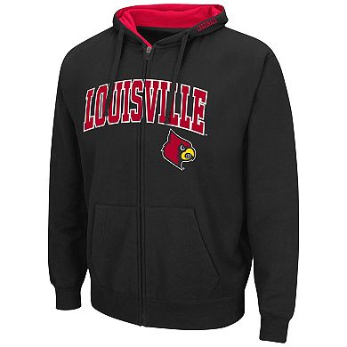 Men's Colosseum Black Louisville Cardinals Arch & Logo 3.0 Full-Zip Hoodie